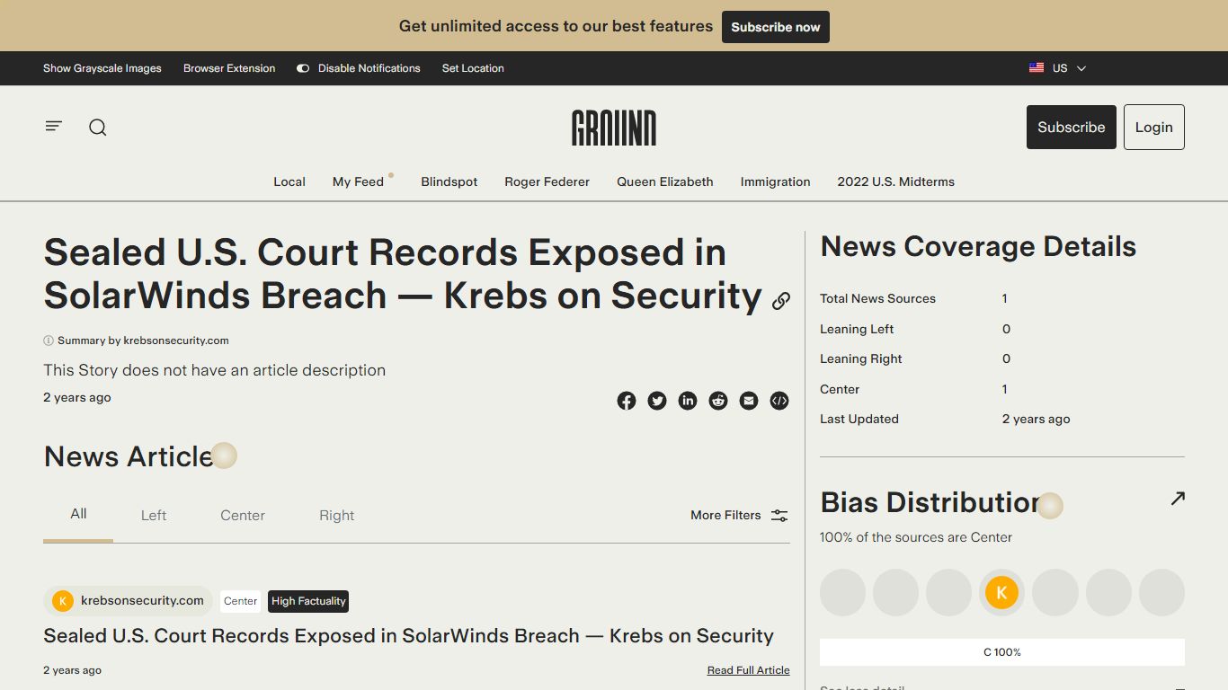 Ground News - Sealed U.S. Court Records Exposed in SolarWinds Breach ...